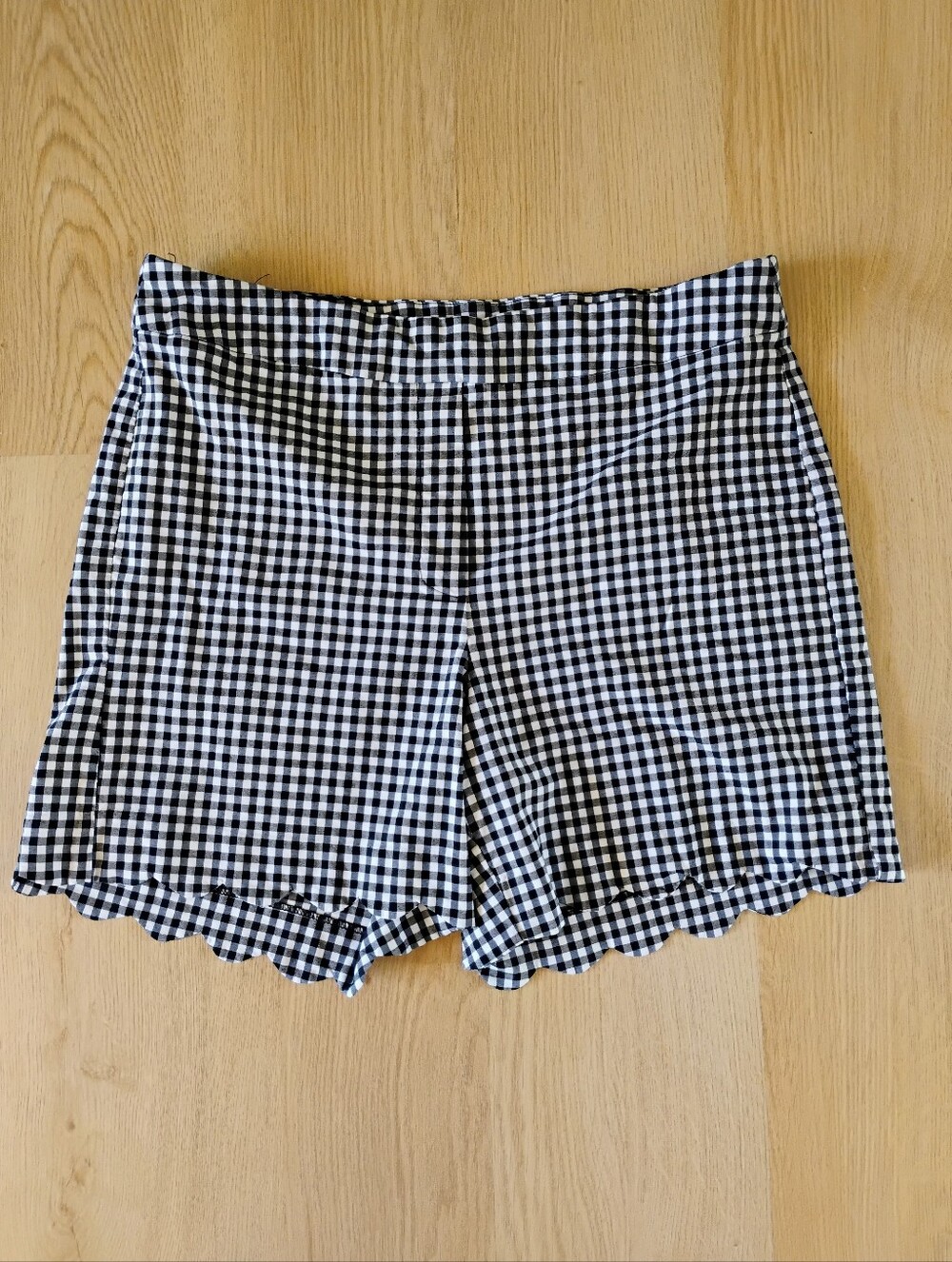 Zac & Rachel Black and White Gingham Scallop-Hem Shorts